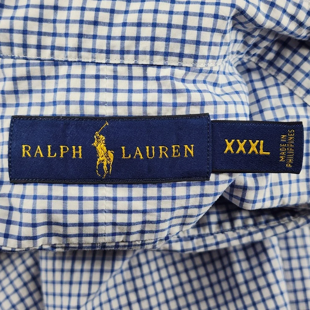 Polo Ralph Lauren Shirt Mens 3XL Blue Gingham Check Pony Button Down Big & Tall